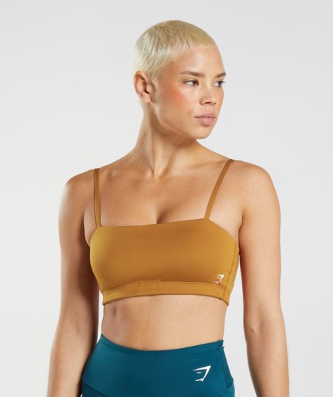 Women's Gymshark Bandeau Sports Bra Brown | NZ 3SICKZ